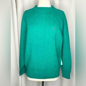Pierre Cardin Kelly Green Cable Knit Sweater Unisex XL with Tags